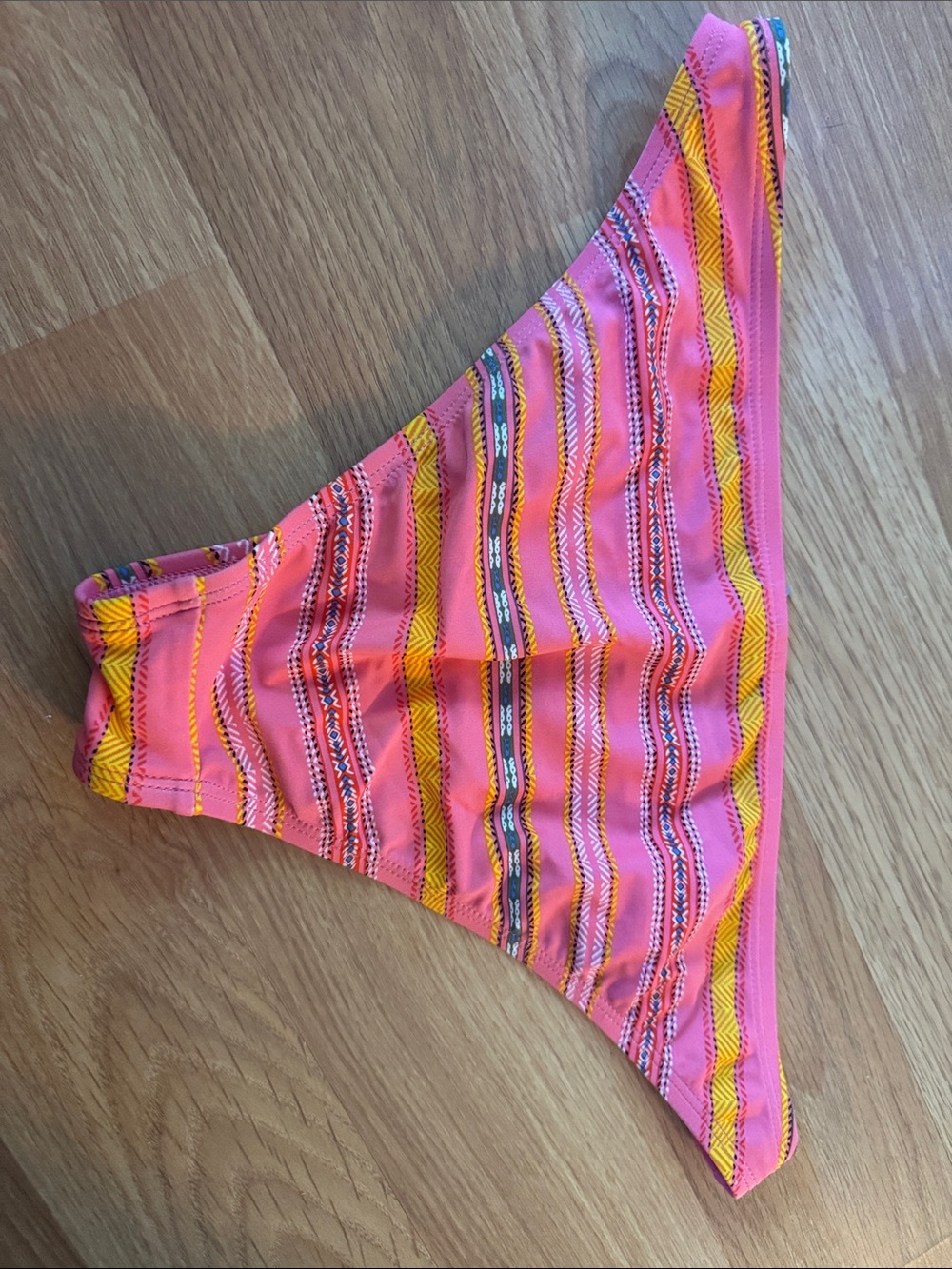 Sunamee Patagonia Low-Rise Striped Bikini Bottoms Pink Pattern fits like M/L